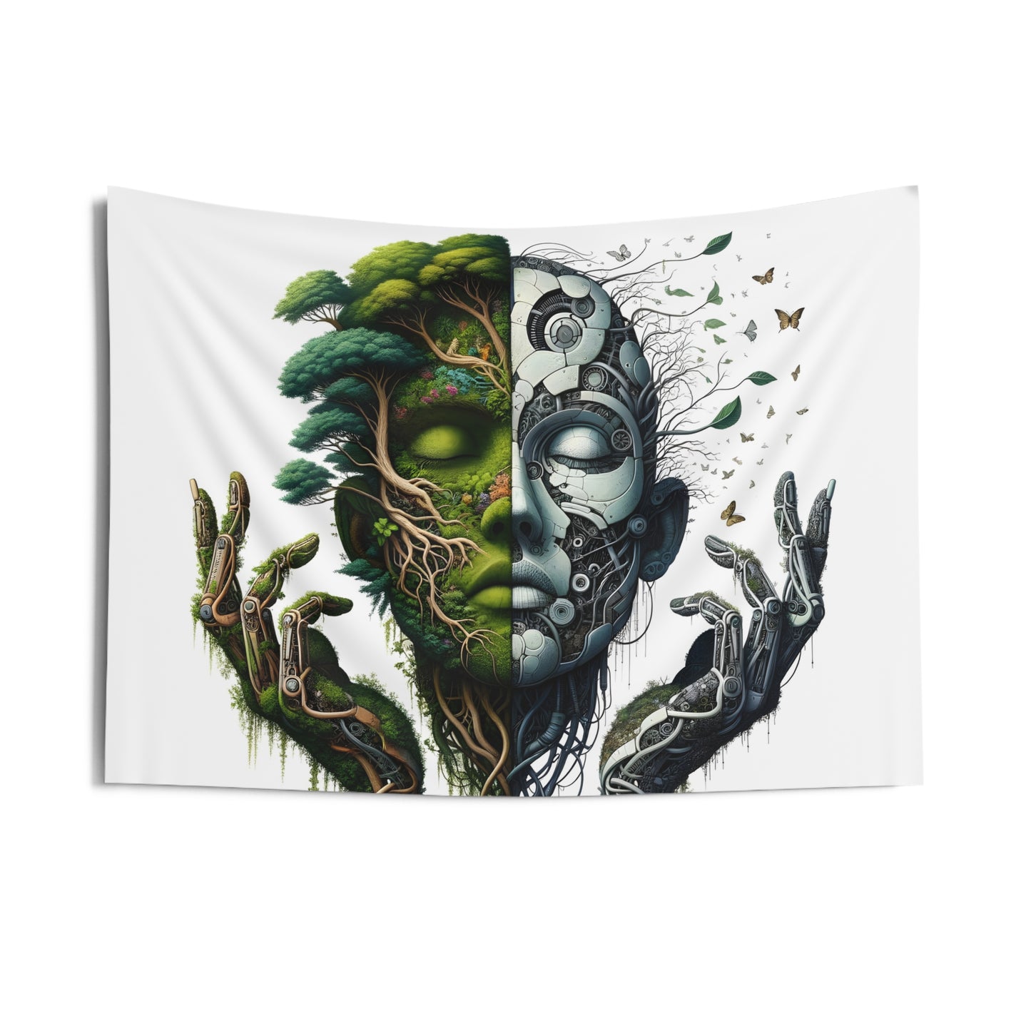 Duality Indoor Wall Tapestry - Nature and Machine Design