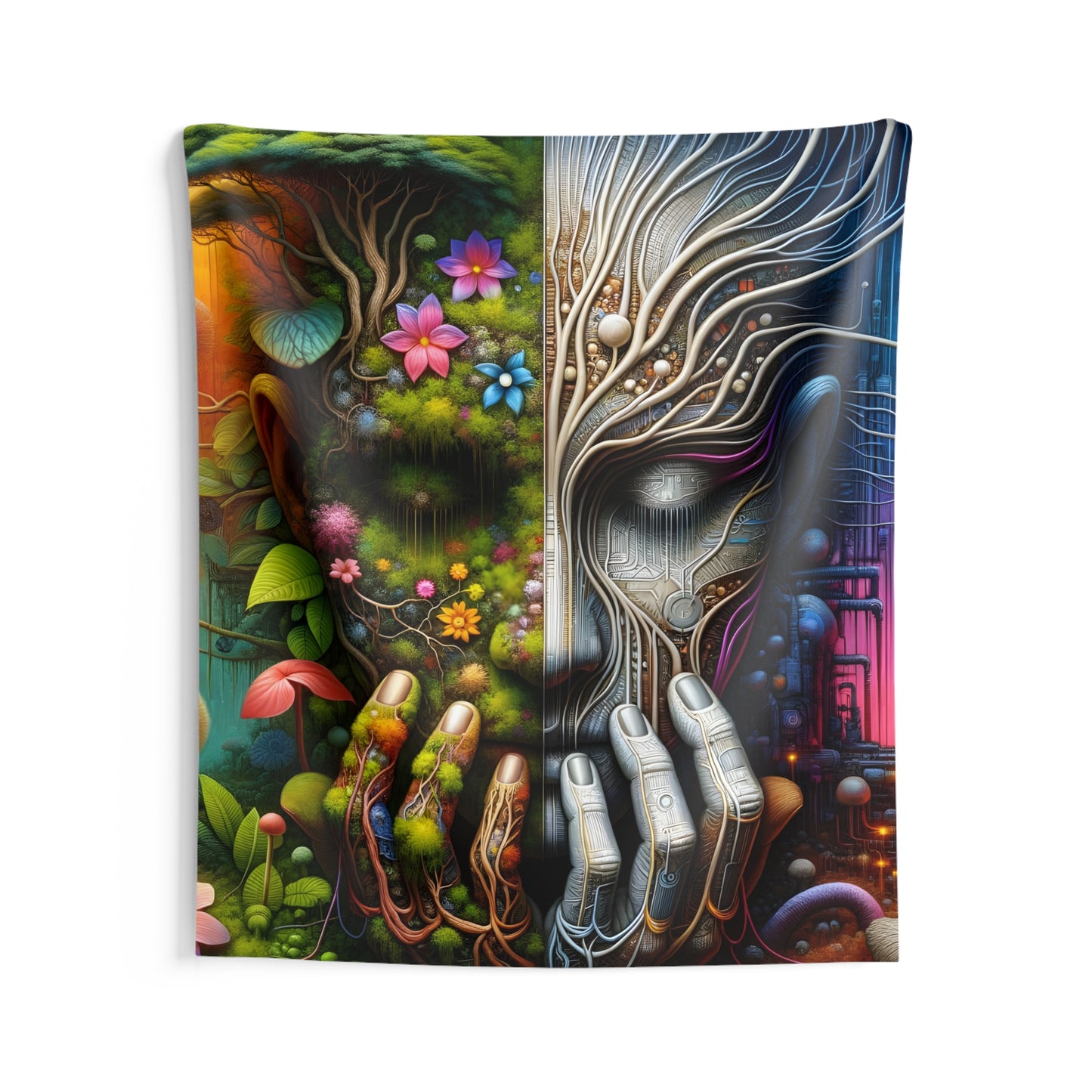Duality Indoor Wall Tapestry - Nature and Machine Design