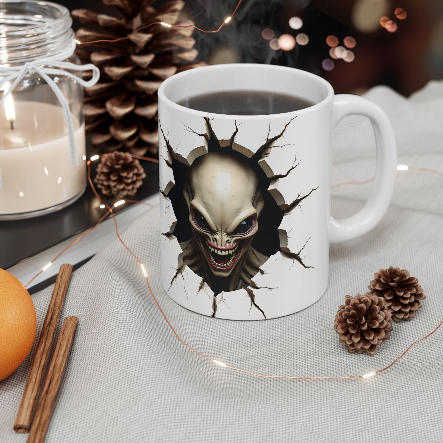 Alien Headz Ceramic Mug - Perfect for Halloween and Coffee Lovers