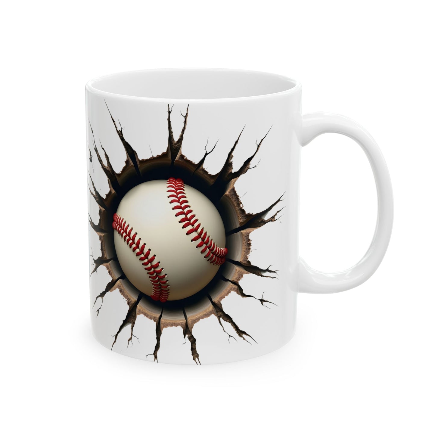 Baseball Breaking Through Ceramic Mug - Perfect for Sports Fans