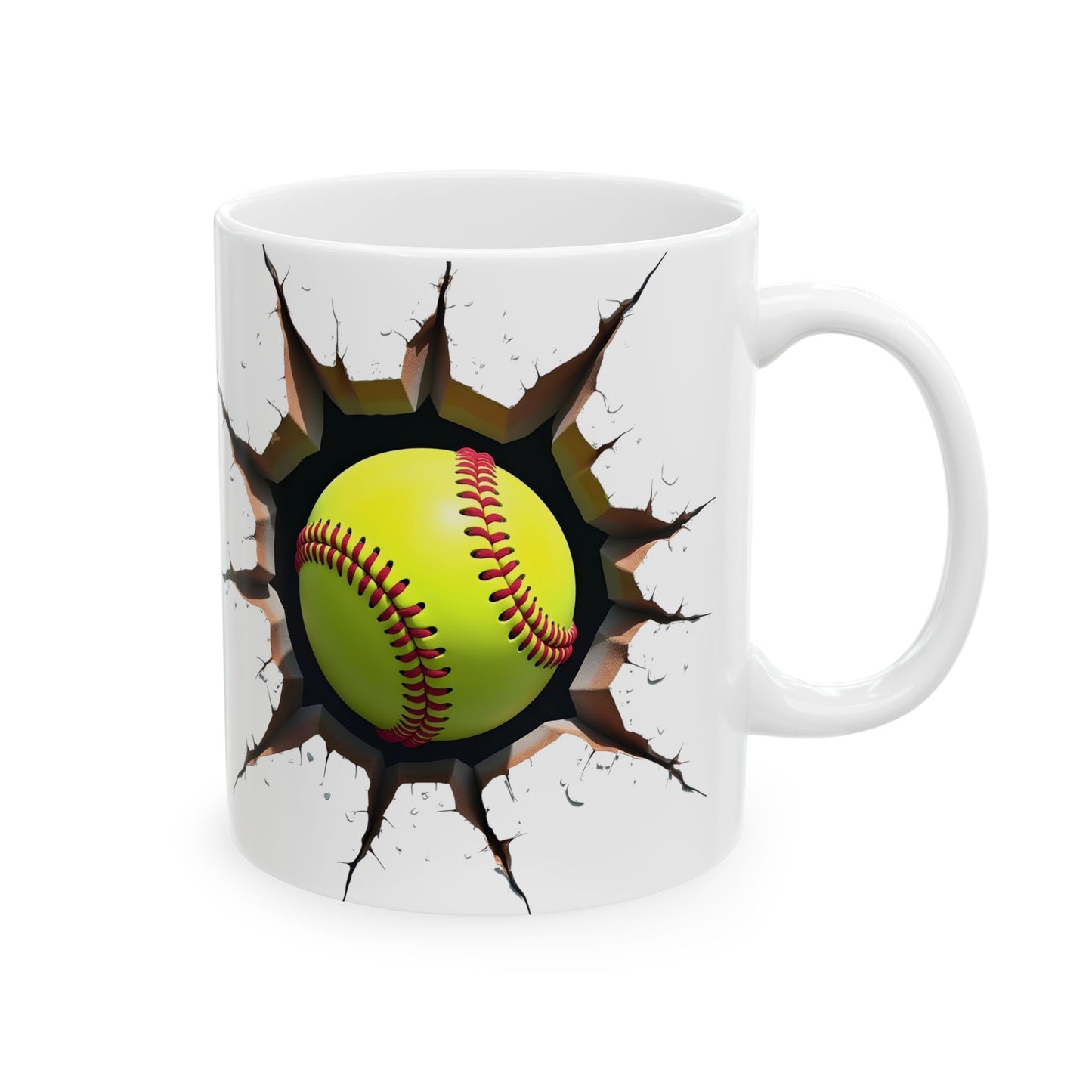 Softball Breaking Through Ceramic Mug – Perfect for Passionate Softball Fans
