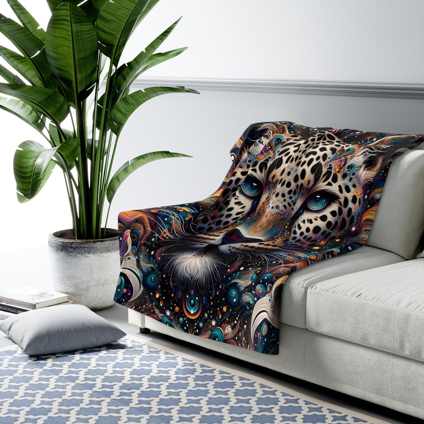Astral Leopard Sherpa Fleece Blanket