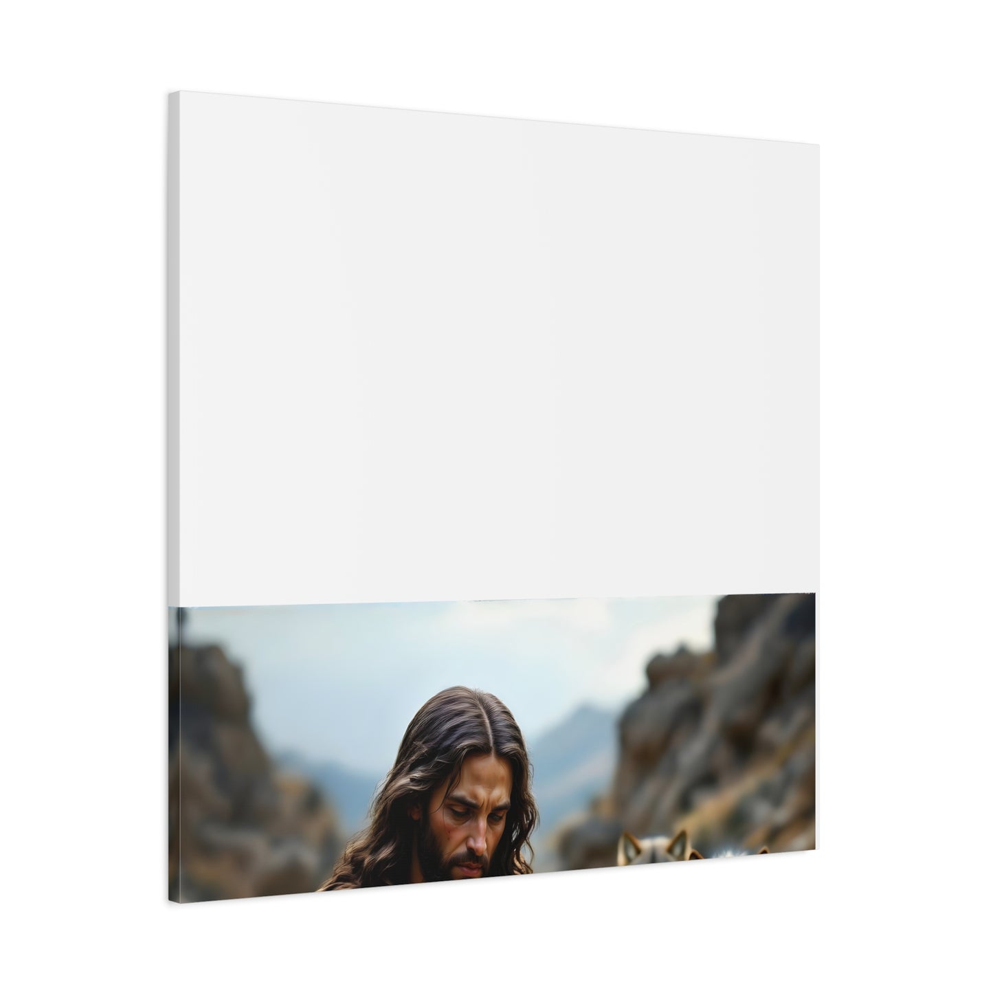 Faith Inspirational Matte Canvas Art - Jesus with Lamb and Wolves - Home Decor for Faith and Spirituality