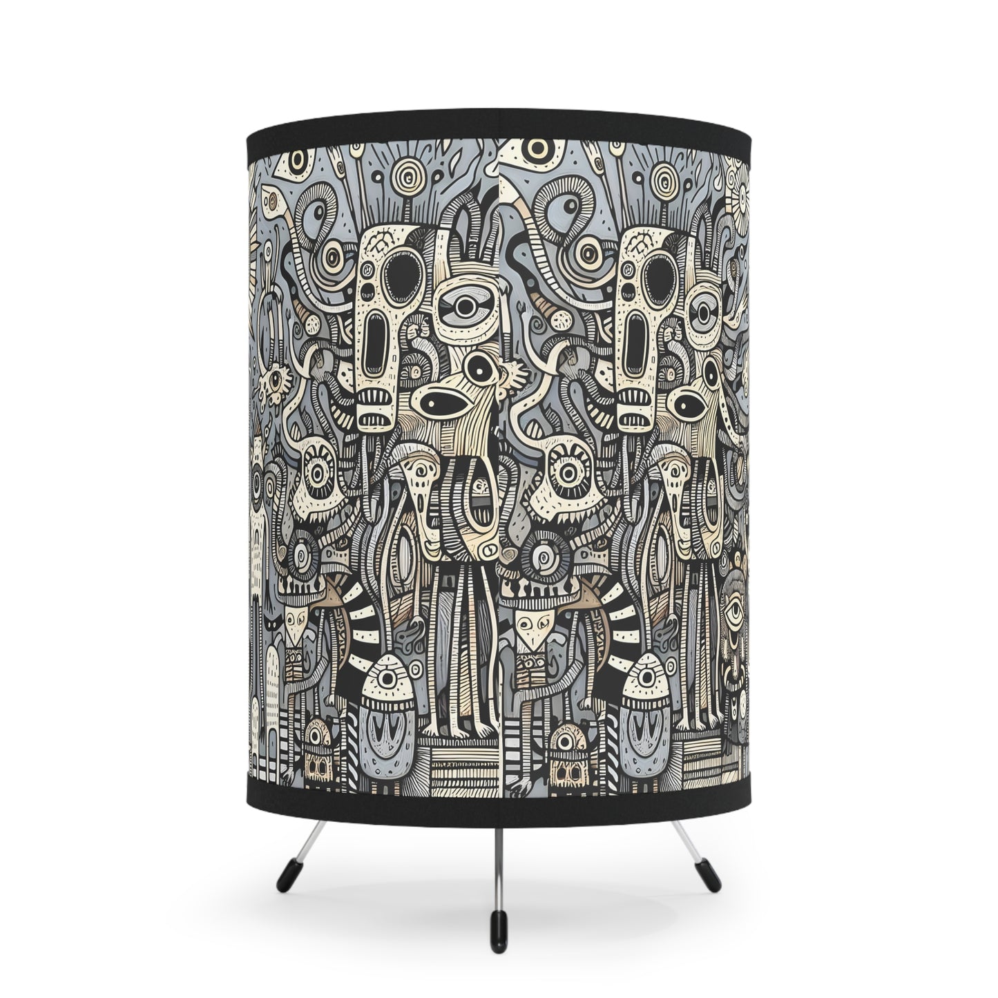 Monsterz Boho Tripod Lamp with Artistic Shade, Unique Home Decor, Bohemian Lighting, Artistic Gift for Creatives, Modern Floor Lamp