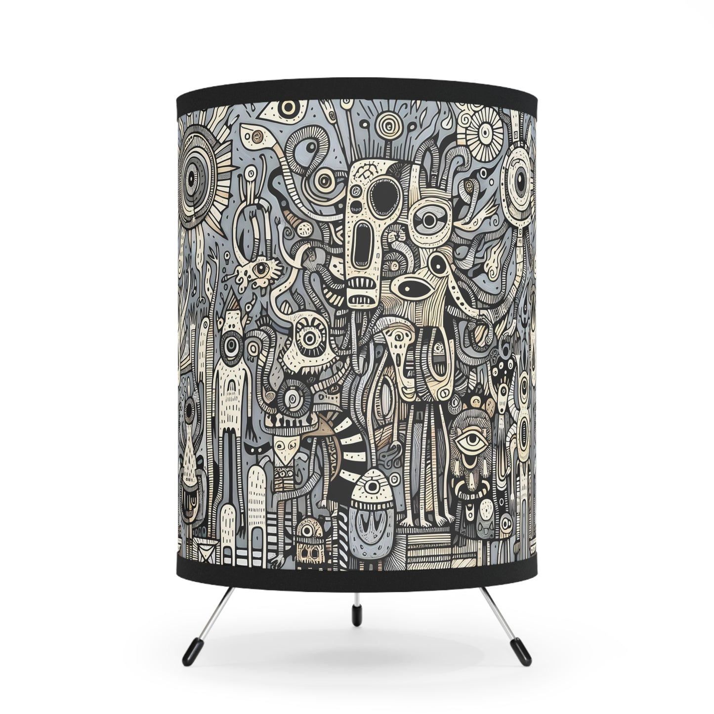 Monsterz Boho Tripod Lamp with Artistic Shade, Unique Home Decor, Bohemian Lighting, Artistic Gift for Creatives, Modern Floor Lamp