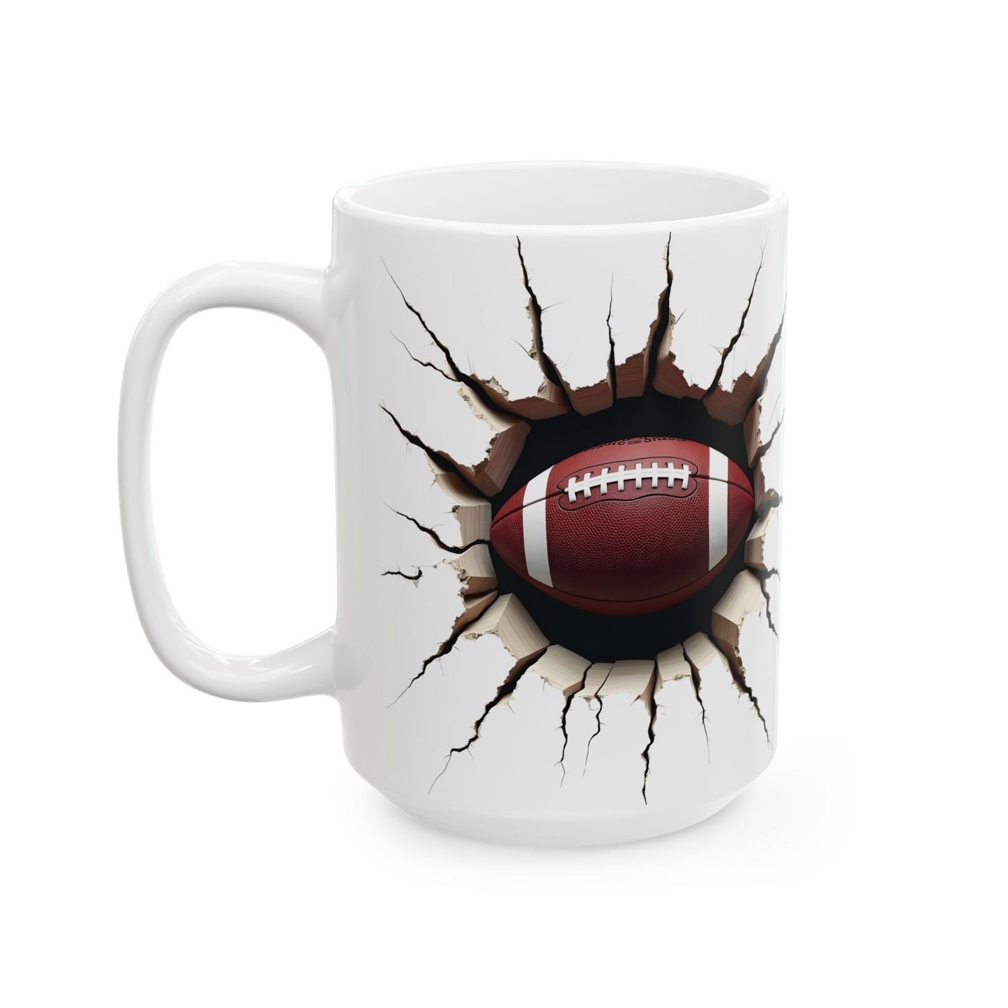 Cracked Football Ceramic Mug - Perfect Gift for Football Fans & Enthusiasts