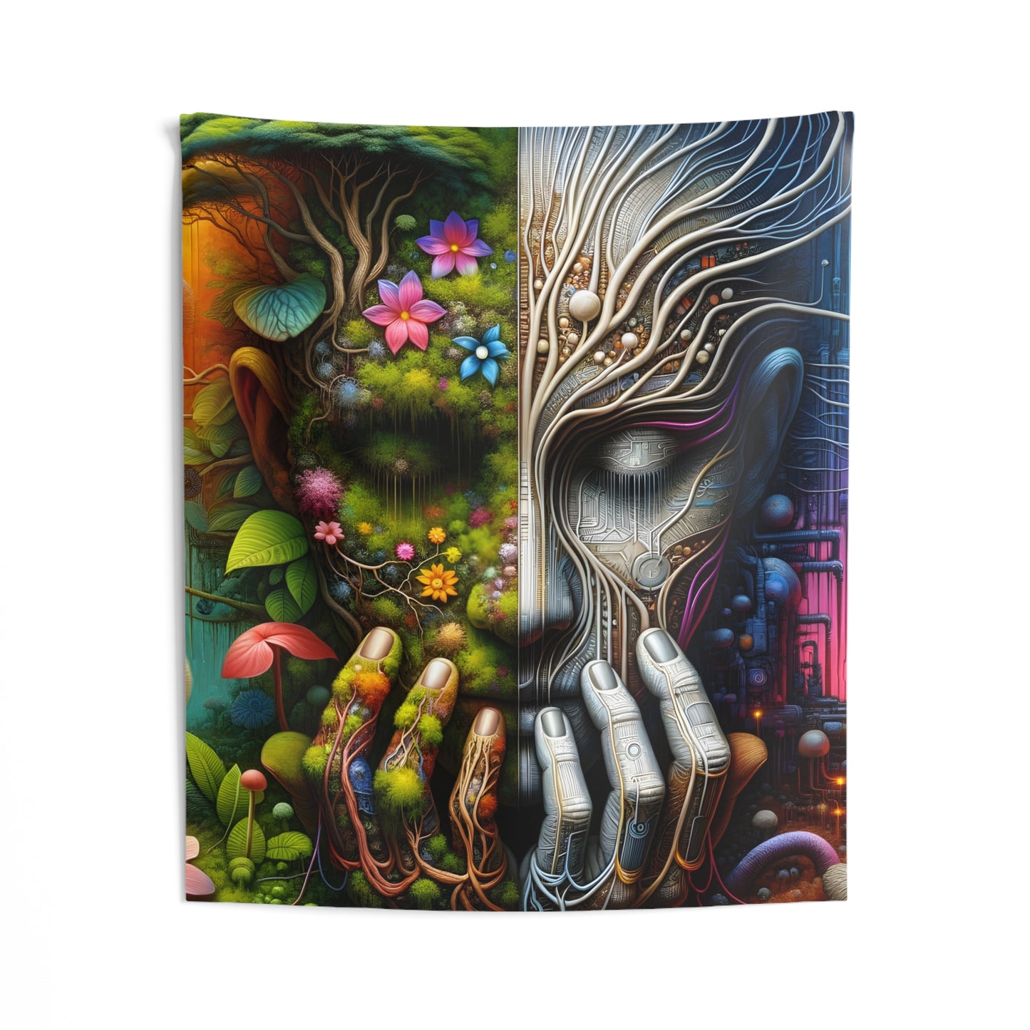 Duality Indoor Wall Tapestry - Nature and Machine Design