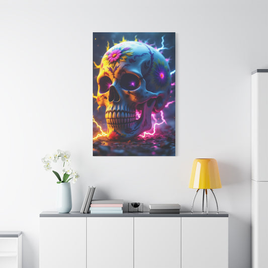 Colorful Sugar Skull Art Canvas | Psychedelic Wall Decor, Day of the Dead Art, Unique Gift, Home Decoration, Vibrant Artwork