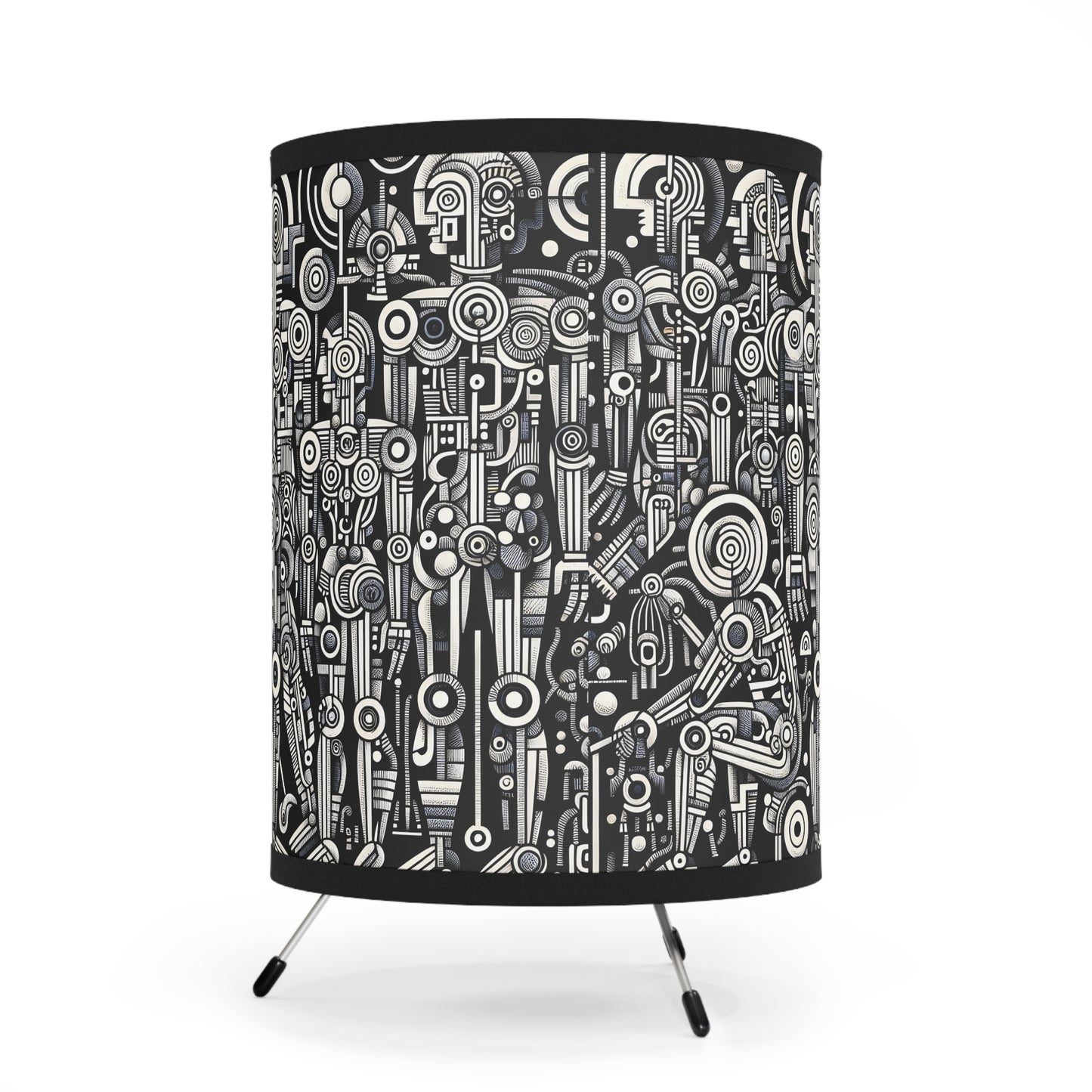 Robotz Artistic Tripod Lamp, Modern Home Decor, Unique Lighting, Gift for Art Lovers, Contemporary Style, High-Res Printed Shade