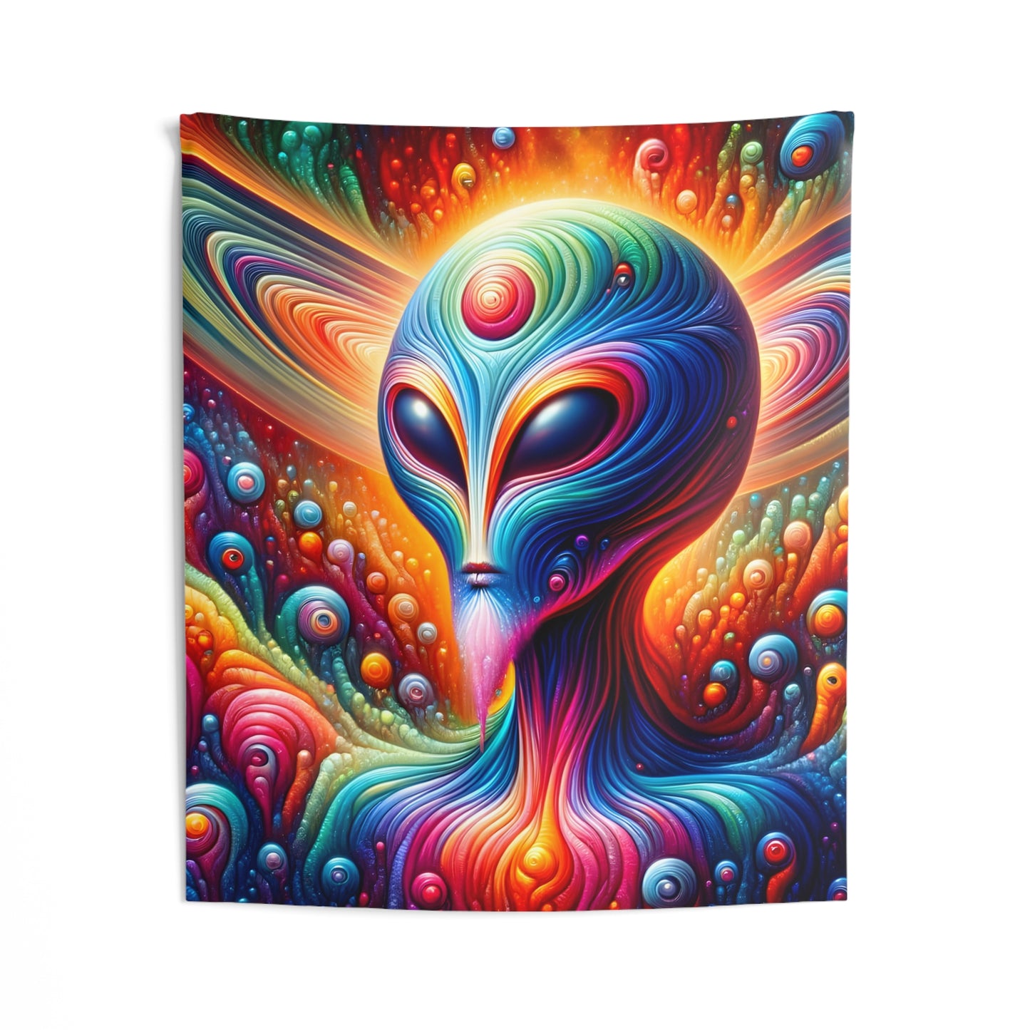 Alien Headz Indoor Wall Tapestry, Boho Wall Art, Wall Hanging Tapestry, Aesthetic Accessories
