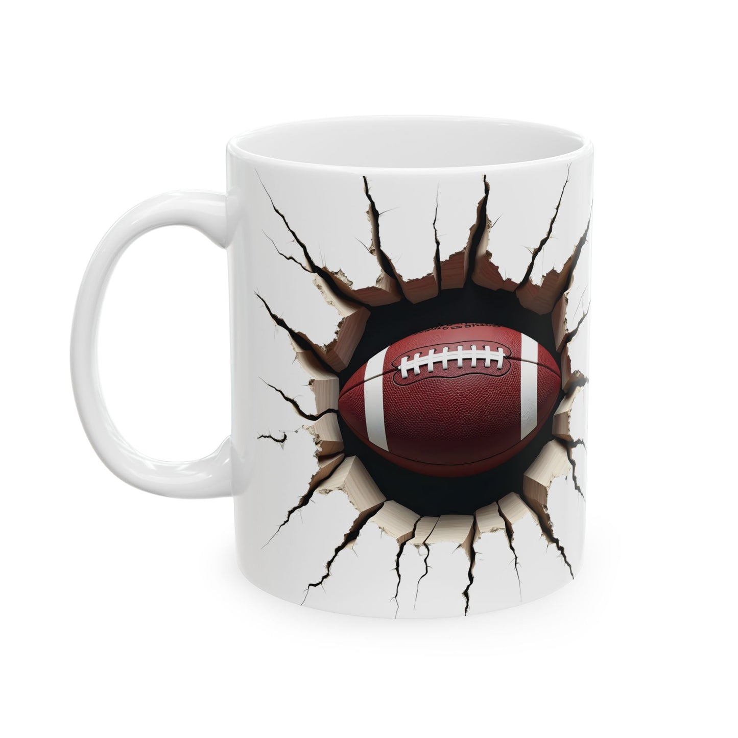 Cracked Football Ceramic Mug - Perfect Gift for Football Fans & Enthusiasts
