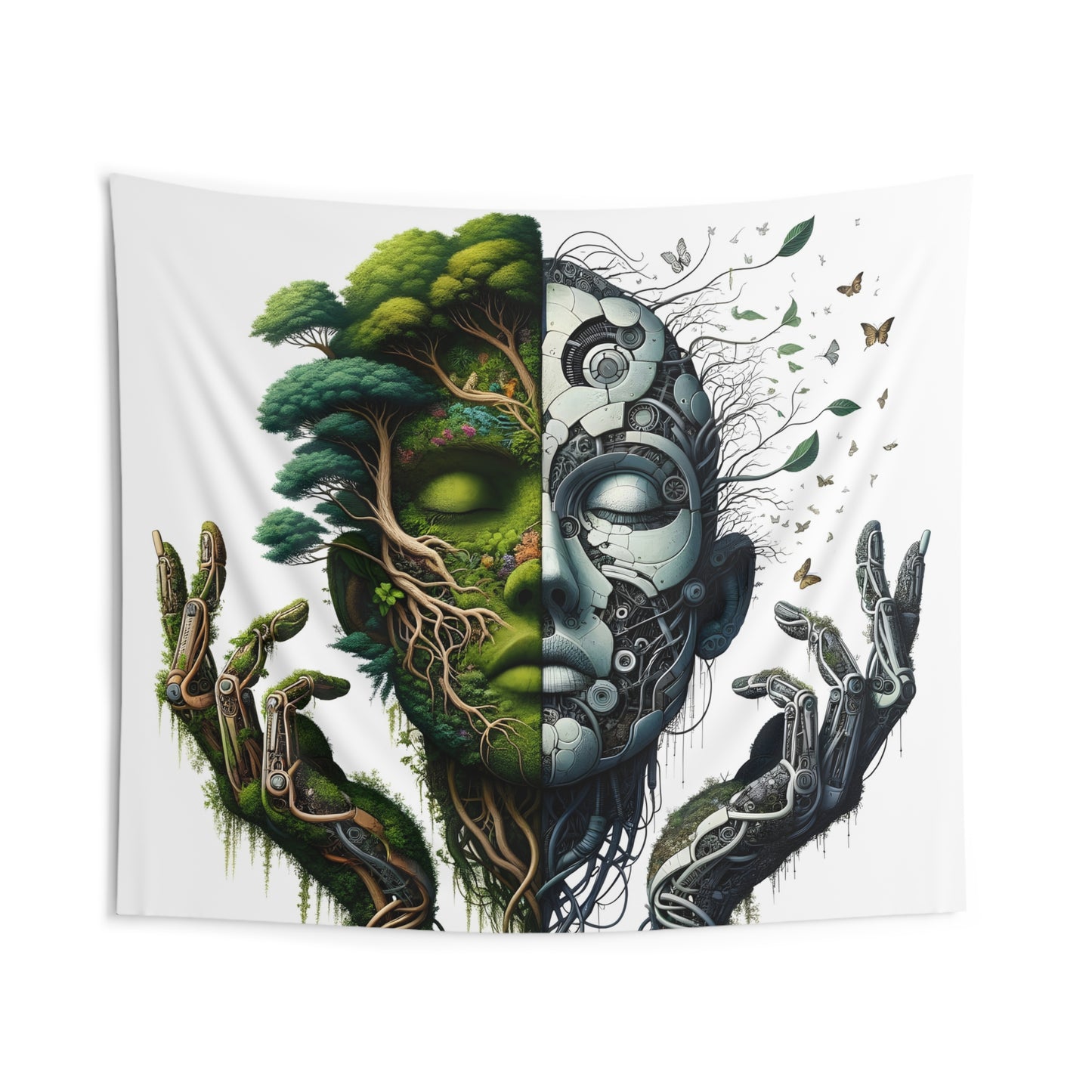 Duality Indoor Wall Tapestry - Nature and Machine Design