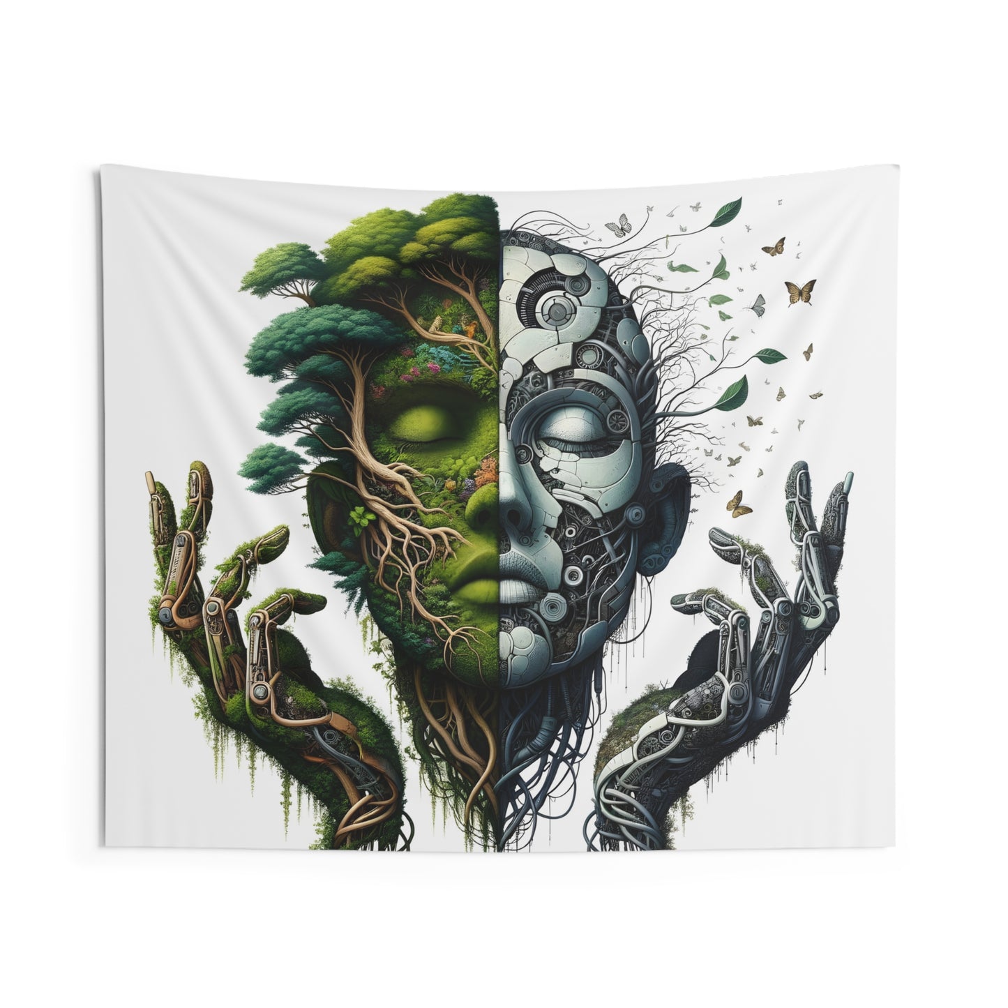 Duality Indoor Wall Tapestry - Nature and Machine Design