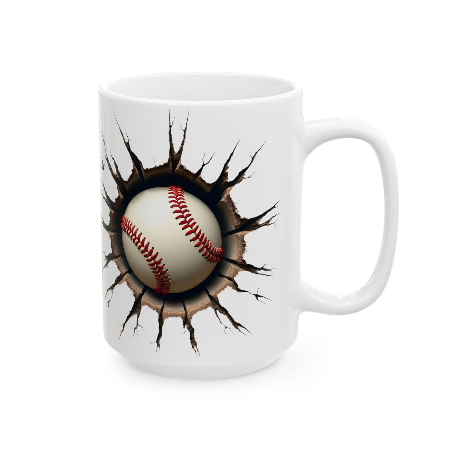 Baseball Breaking Through Ceramic Mug - Perfect for Sports Fans