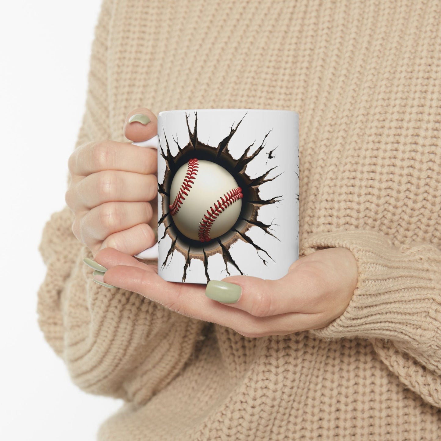Baseball Breaking Through Ceramic Mug - Perfect for Sports Fans