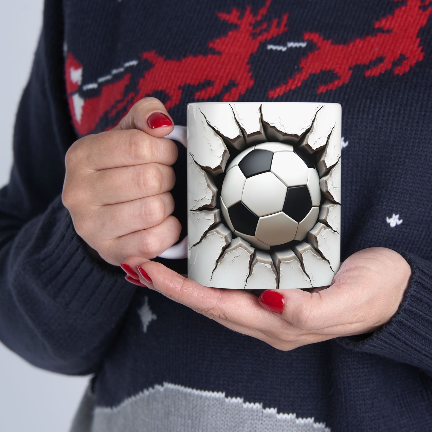 Cracked Soccer Ball Ceramic Mug, Perfect for Sports Fans & Gift for Soccer Enthusiasts