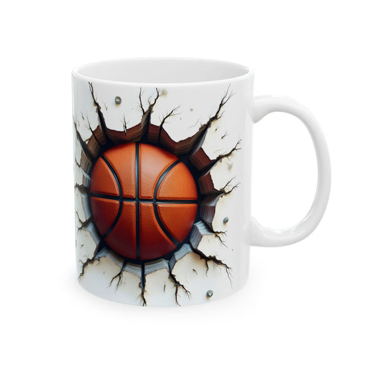 Breaking Through Basketball Ceramic Mug, Unique Gift for Sport Lovers, Coffee Lovers, Basketball Fan, Home Decor
