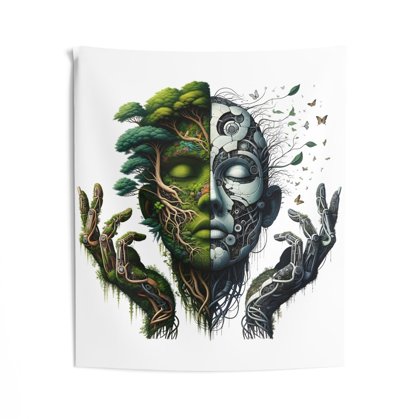 Duality Indoor Wall Tapestry - Nature and Machine Design
