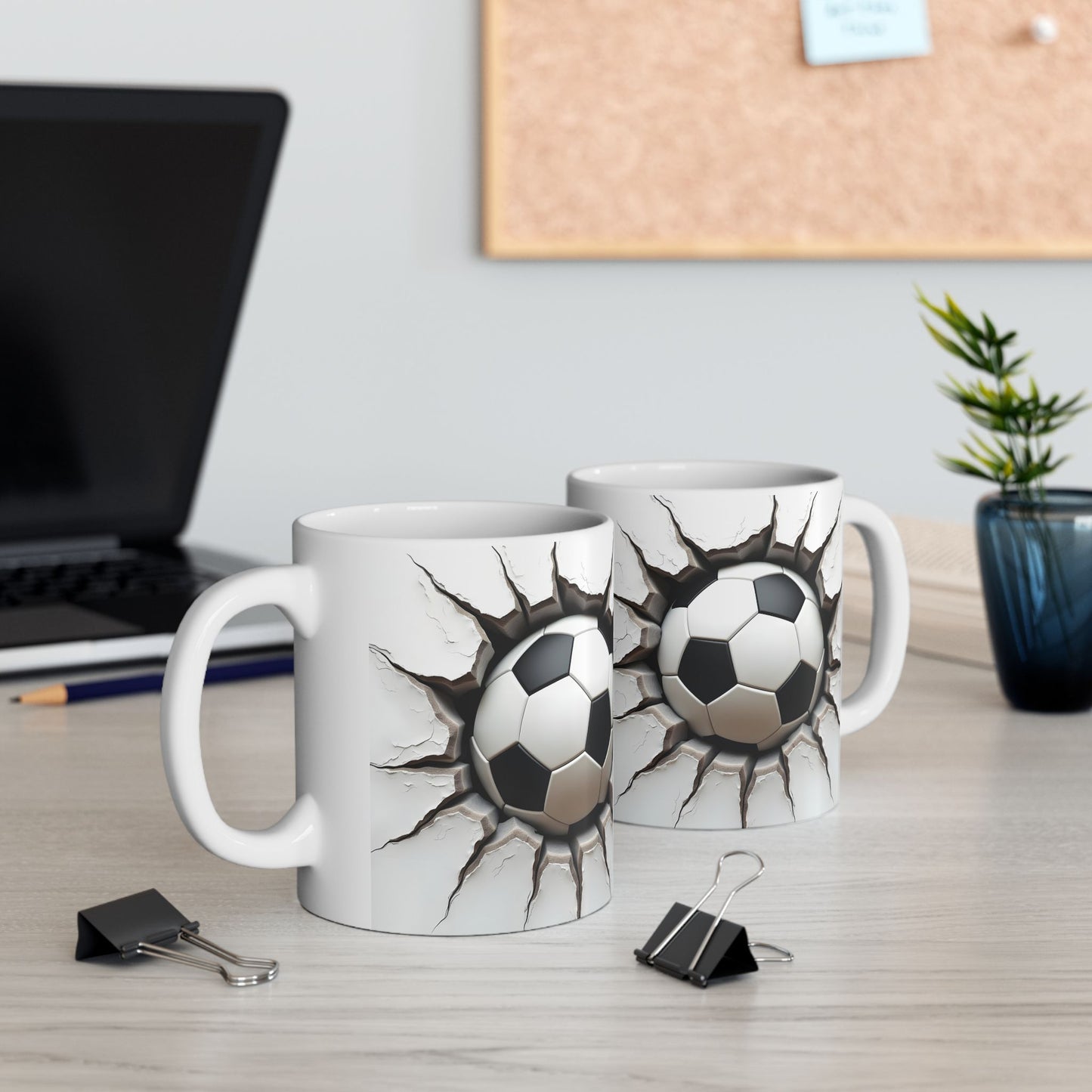 Cracked Soccer Ball Ceramic Mug, Perfect for Sports Fans & Gift for Soccer Enthusiasts
