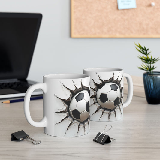 Cracked Soccer Ball Ceramic Mug, Perfect for Sports Fans & Gift for Soccer Enthusiasts