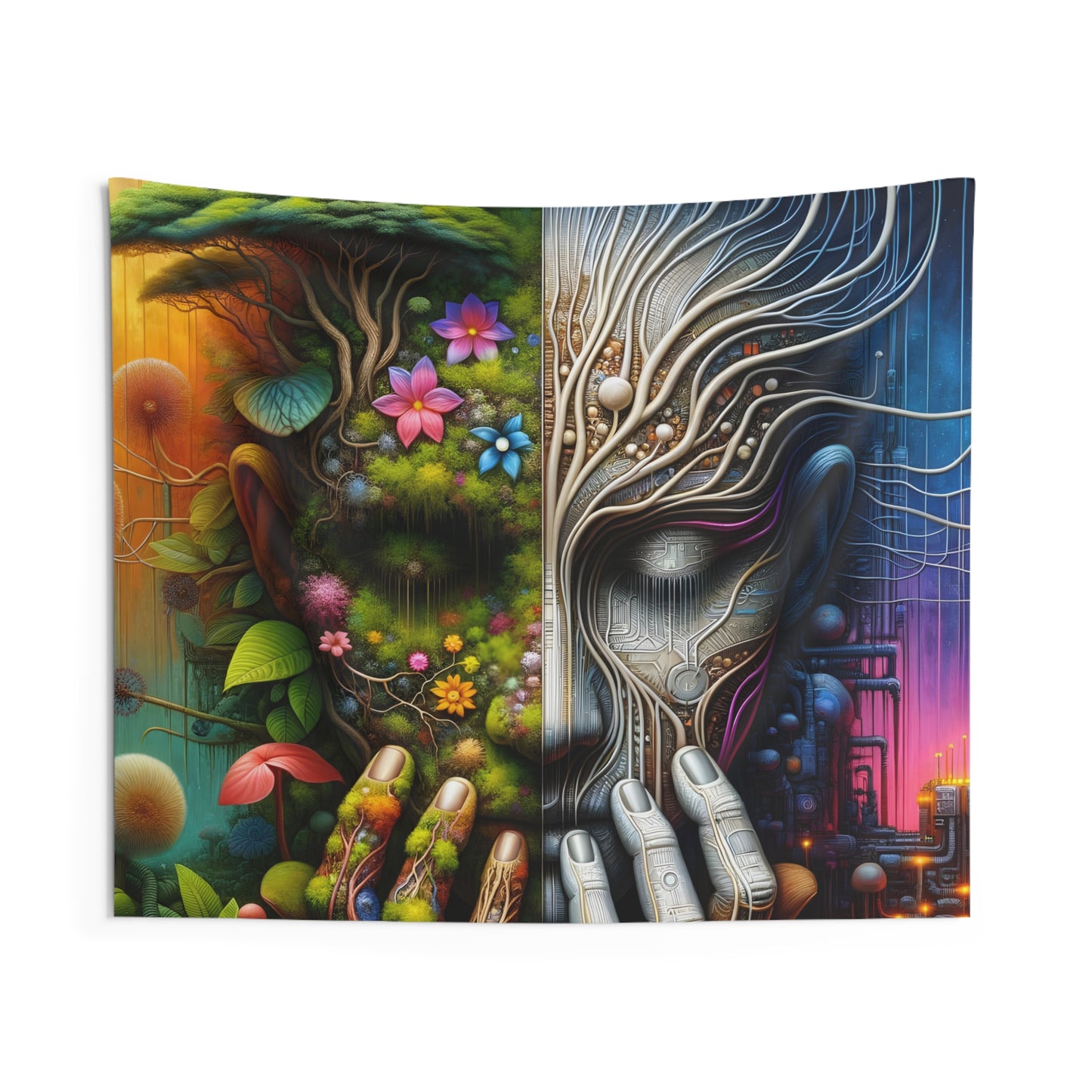 Duality Indoor Wall Tapestry - Nature and Machine Design