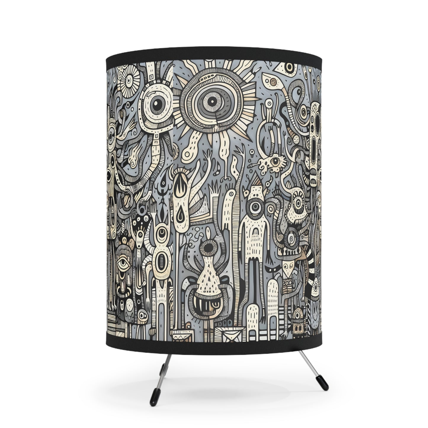 Monsterz Boho Tripod Lamp with Artistic Shade, Unique Home Decor, Bohemian Lighting, Artistic Gift for Creatives, Modern Floor Lamp