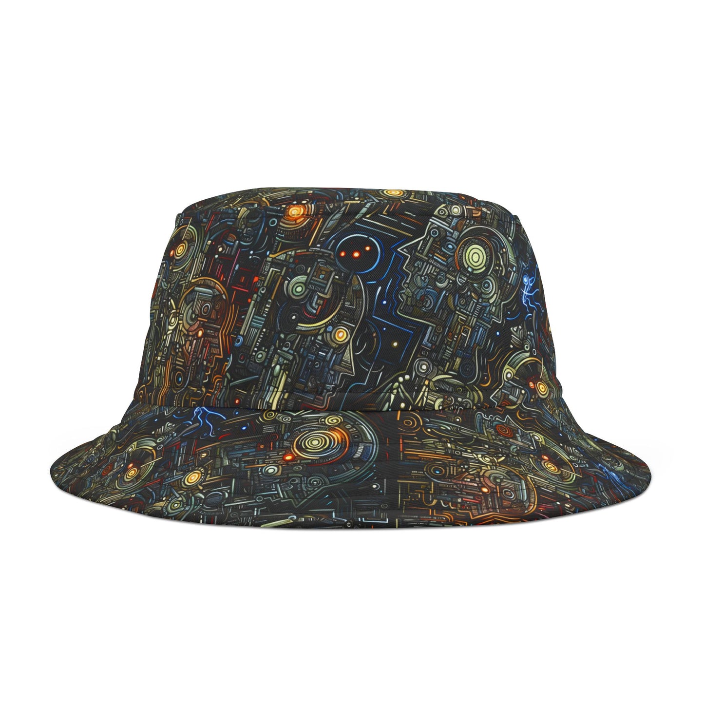 SNRG Robotz Bucket Hat, Unique Streetwear Cap, Hip Hop Headwear, Fashion Accessory, Trendy Hat