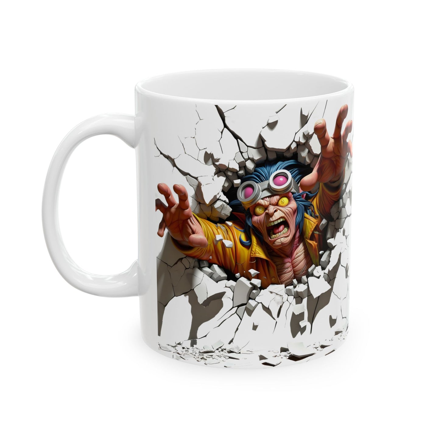 Breaking Through Ceramic Mug - Unique Design for Bold Coffee Lovers