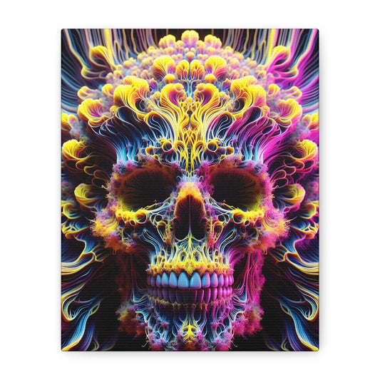 Cosmic Skullz Art Canvas | Psychedelic Wall Decor, Day of the Dead Art, Unique Gift, Home Decoration, Vibrant Artwork