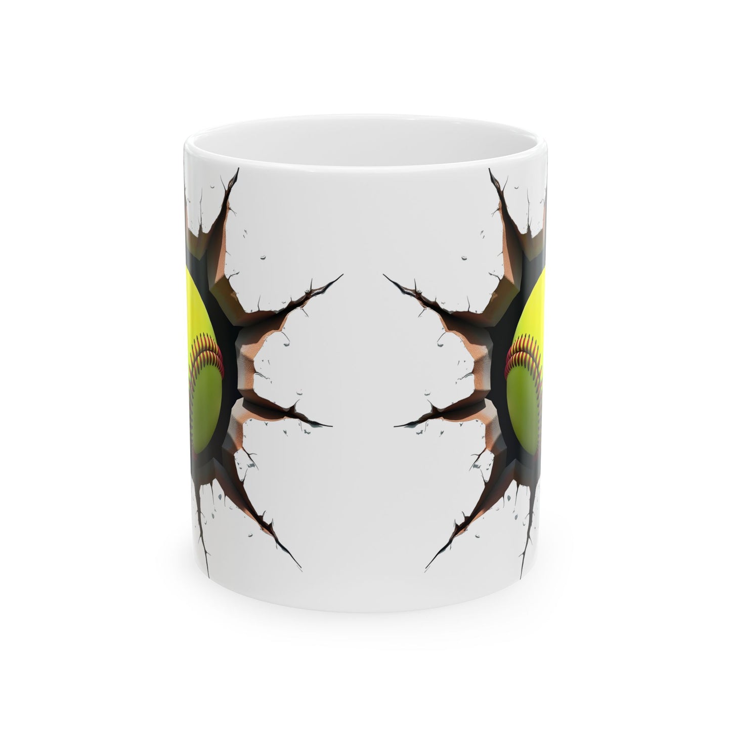 Softball Breaking Through Ceramic Mug – Perfect for Passionate Softball Fans