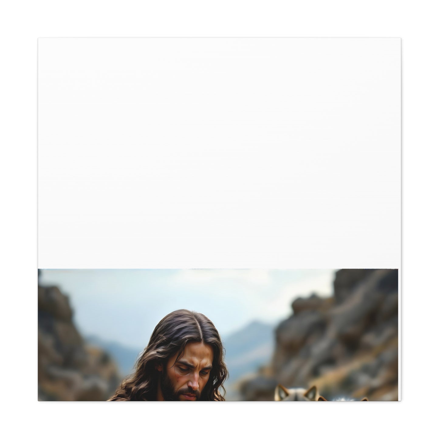 Faith Inspirational Matte Canvas Art - Jesus with Lamb and Wolves - Home Decor for Faith and Spirituality
