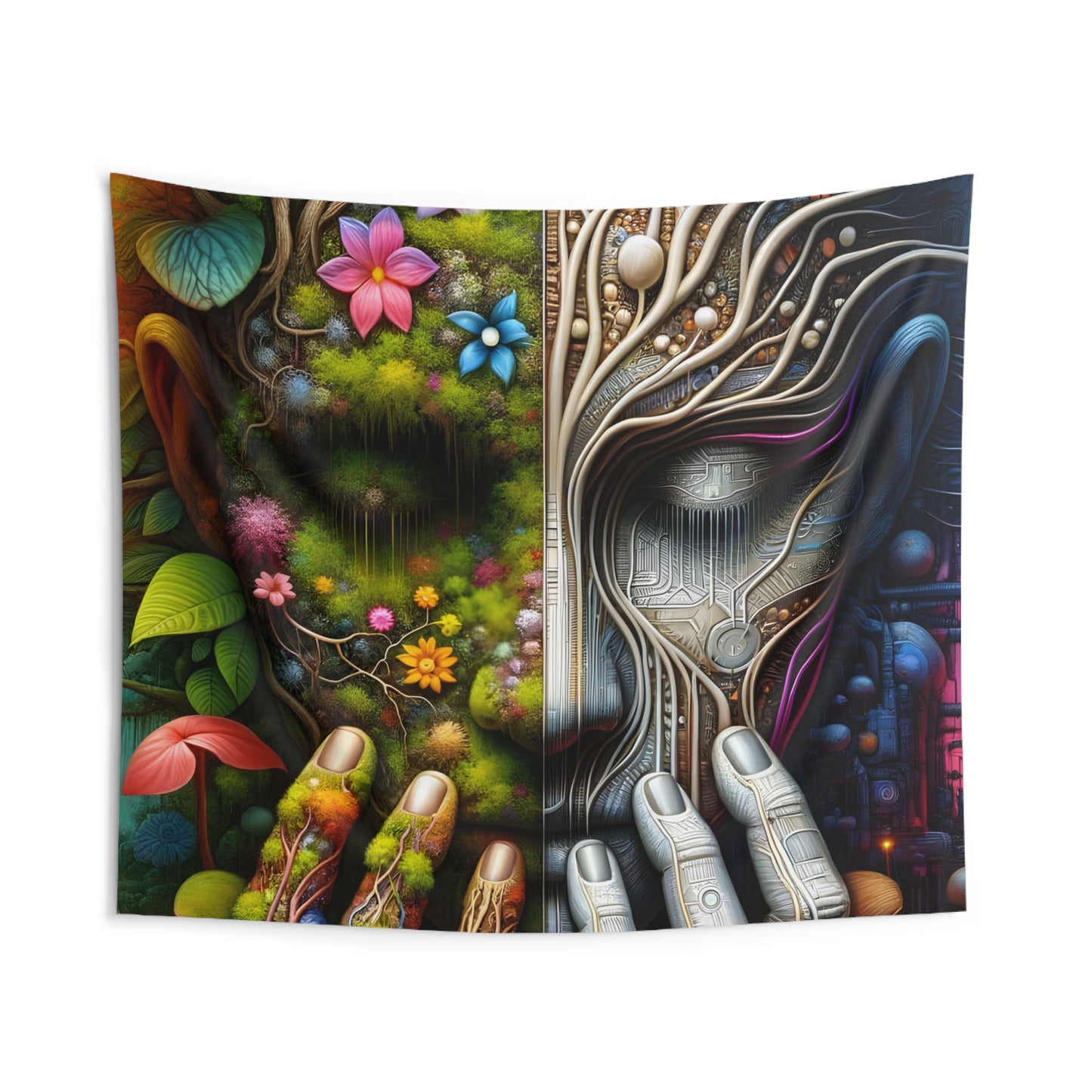 Duality Indoor Wall Tapestry - Nature and Machine Design