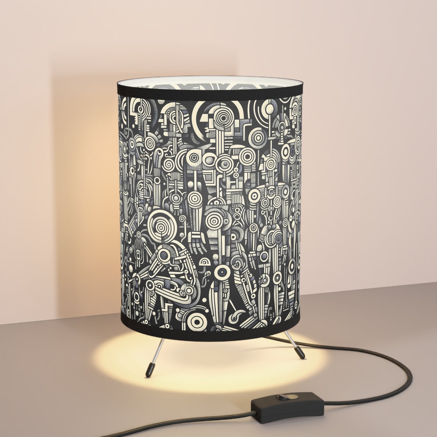 Robotz Artistic Tripod Lamp, Modern Home Decor, Unique Lighting, Gift for Art Lovers, Contemporary Style, High-Res Printed Shade