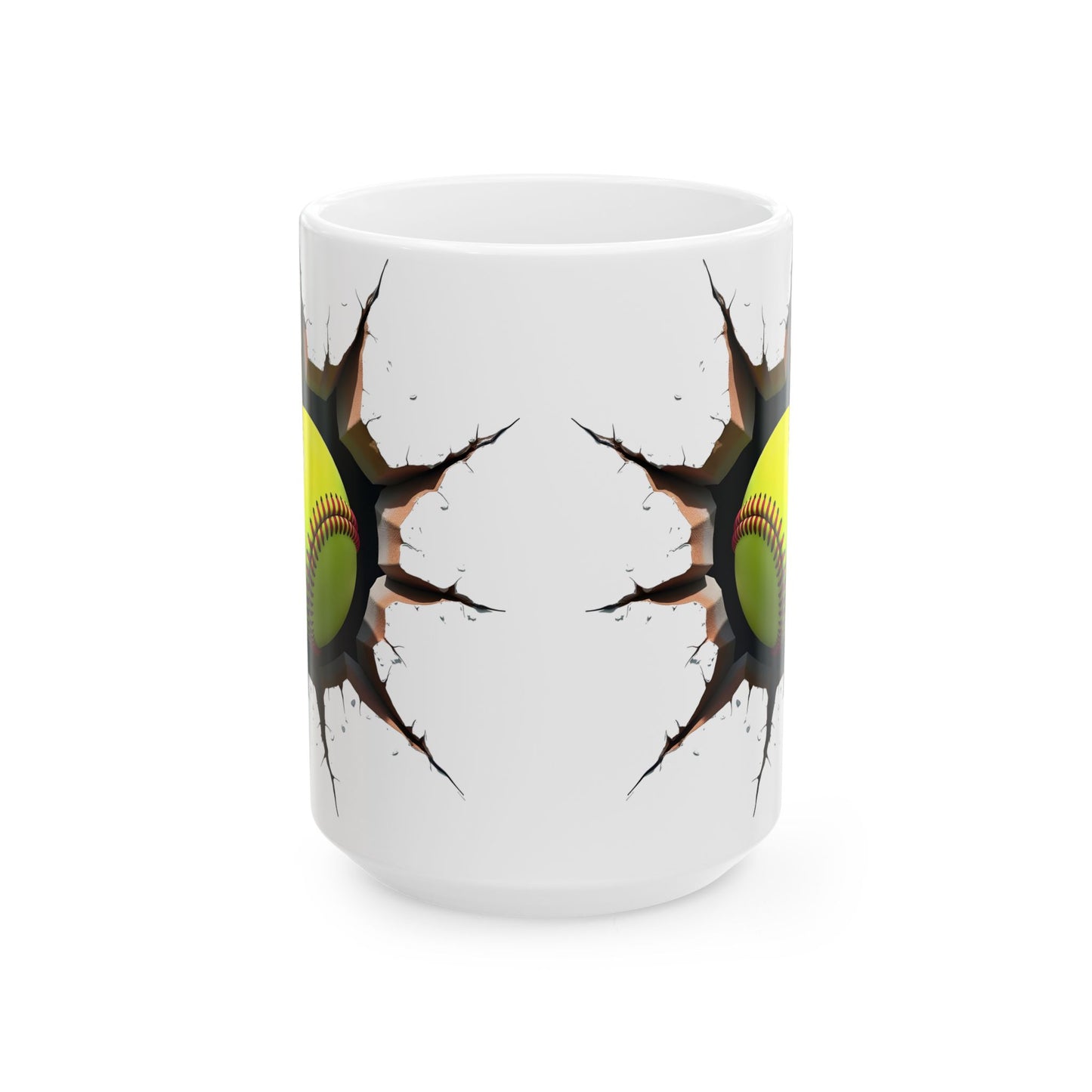 Softball Breaking Through Ceramic Mug – Perfect for Passionate Softball Fans