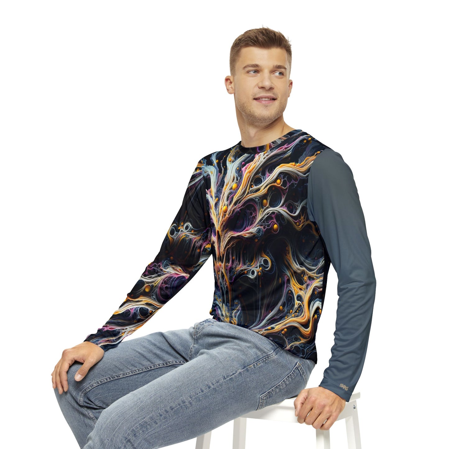 Men's Long Sleeve Shirt, Abstractz, Casual Apparel, Unique Top, Premium Soft Feel, Custom Design