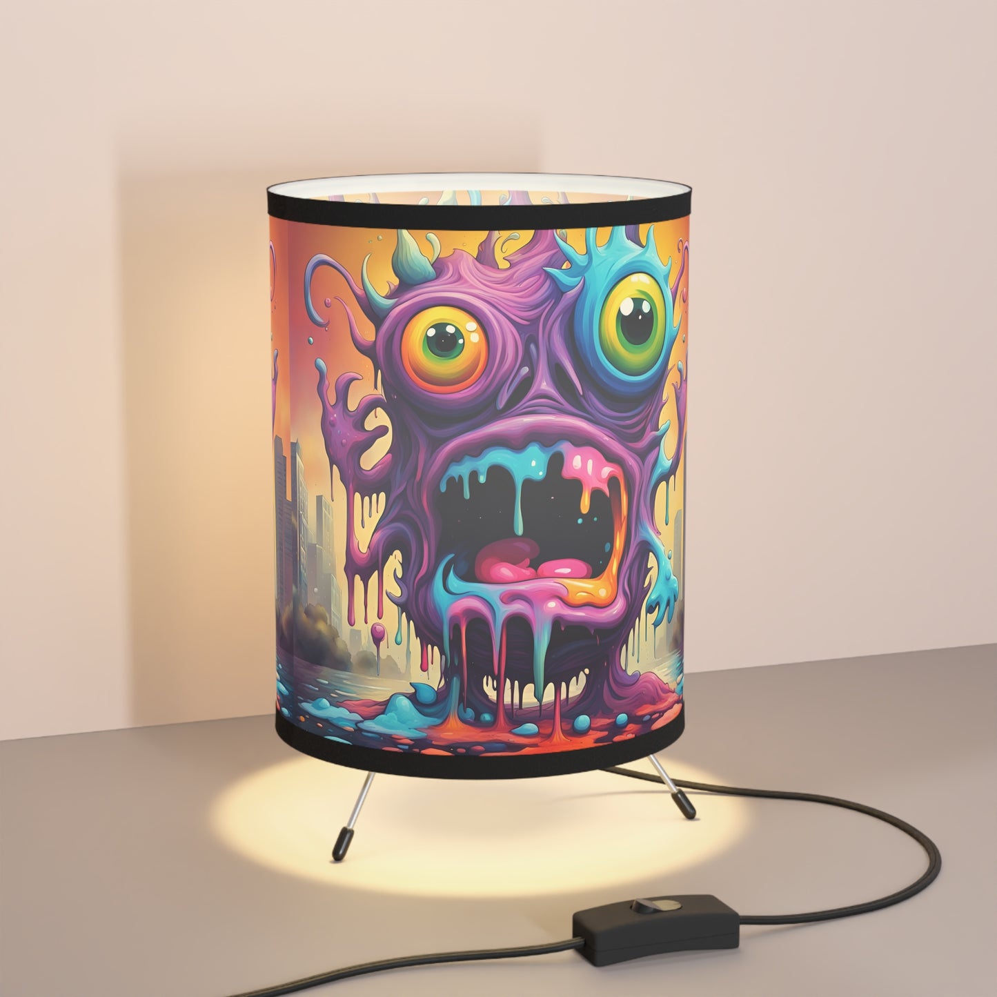 Wacky Splatz Whimsical Tripod Lamp, Vibrant Art Decor, Home & Gifts, Colorful Shade, Fun Room Accent, Playful