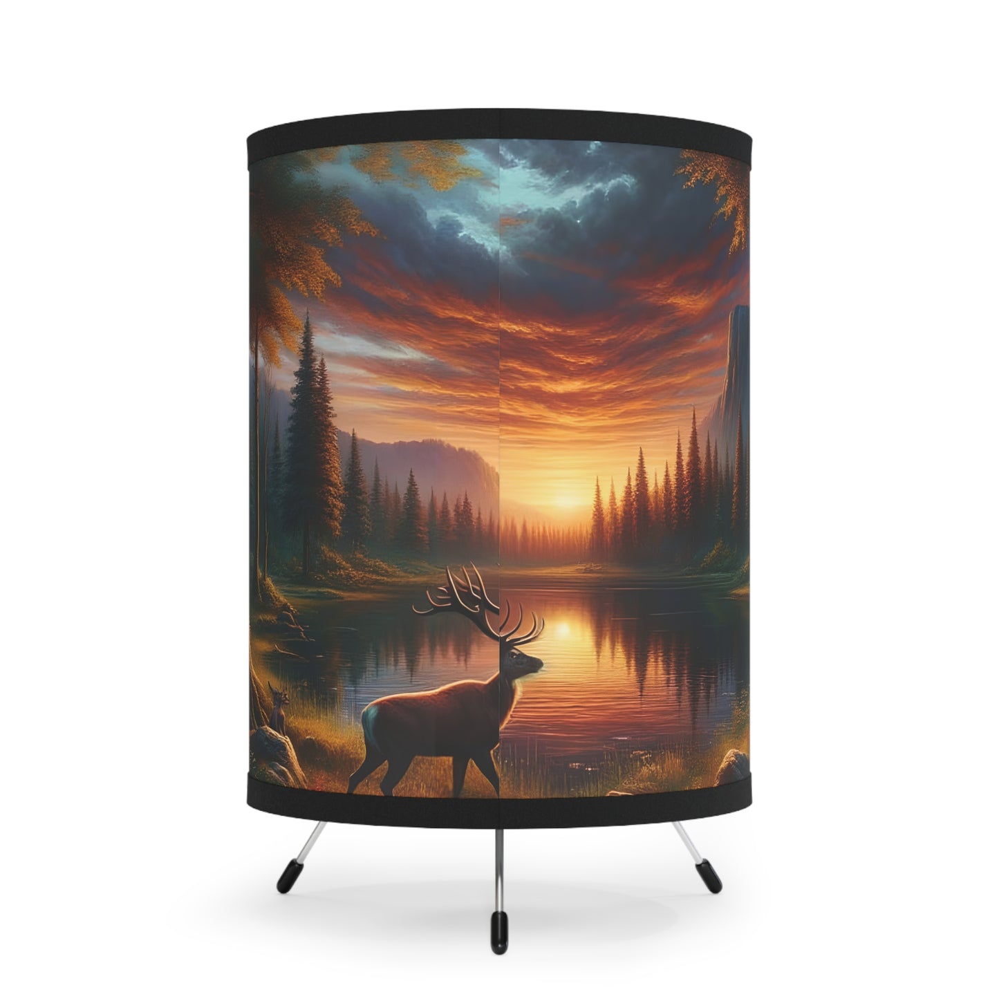 Hunterz Nature-Themed Tripod Lamp, Ideal for Cozy Spaces, Home Decor, Gifts, Ambient Lighting, Landscape