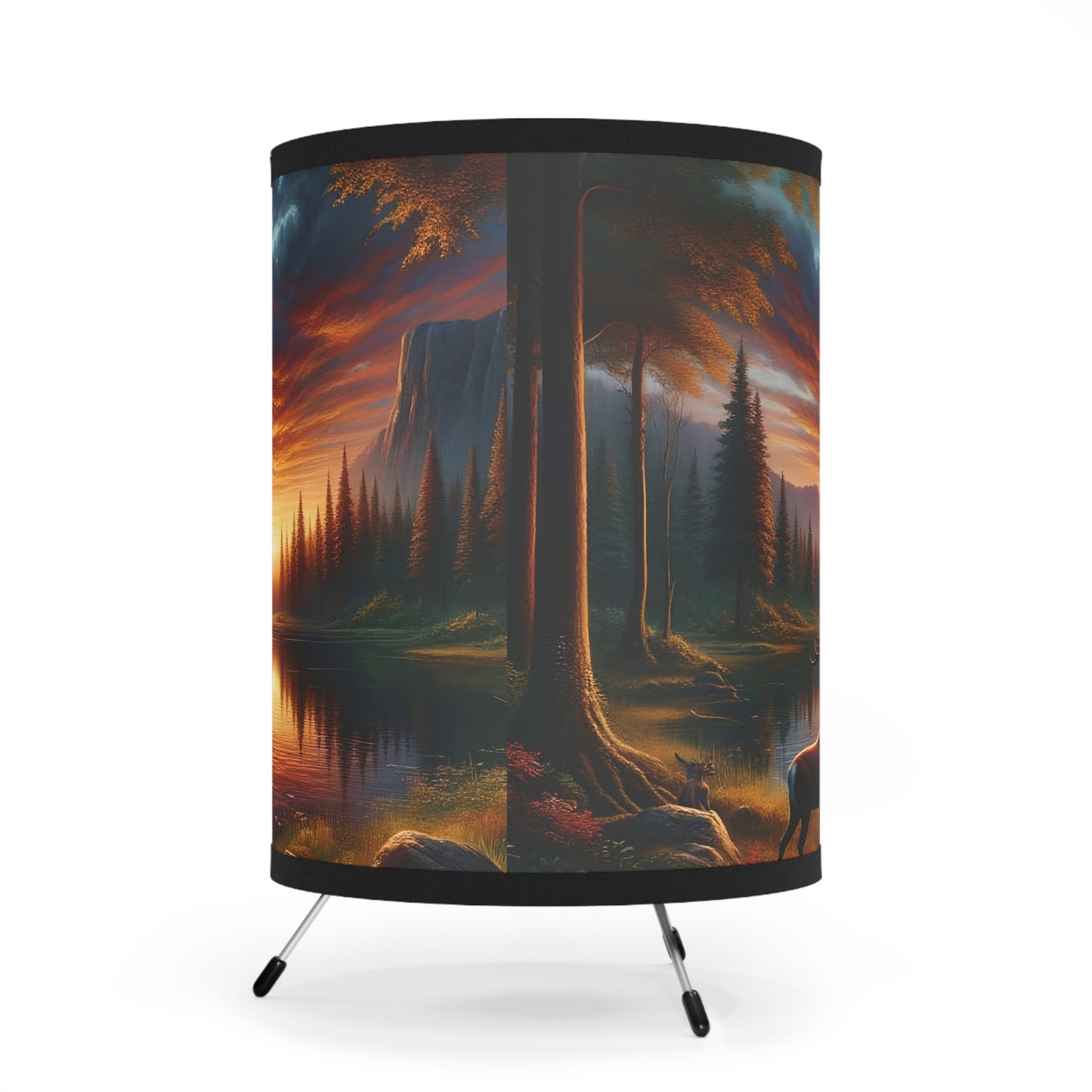 Hunterz Nature-Themed Tripod Lamp, Ideal for Cozy Spaces, Home Decor, Gifts, Ambient Lighting, Landscape