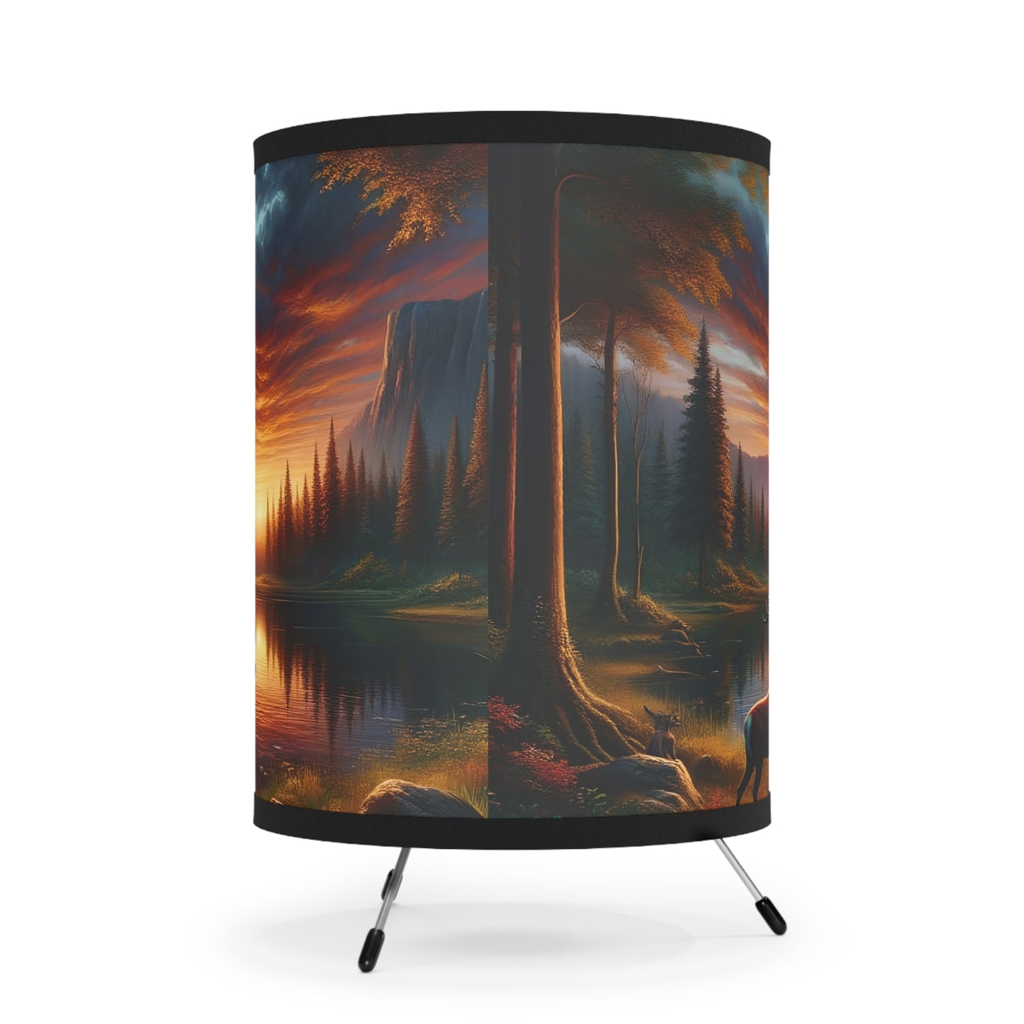 Hunterz Nature-Themed Tripod Lamp, Ideal for Cozy Spaces, Home Decor, Gifts, Ambient Lighting, Landscape