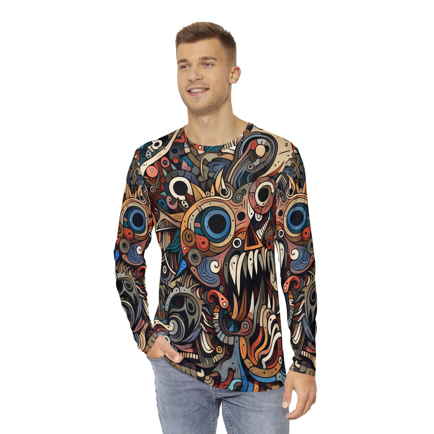 Men's Long Sleeve Shirt, Monsterz, Casual Apparel, Unique Top, Premium Soft Feel, Custom Design