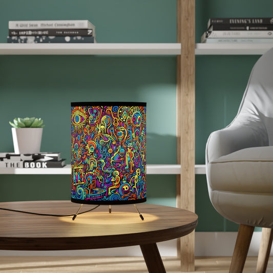 Monsterz Vibrant Tripod Lamp with Artistic Shade – Ideal for Home Decor, Art Lovers, Unique Lighting, Bohemian Style, Gift Idea
