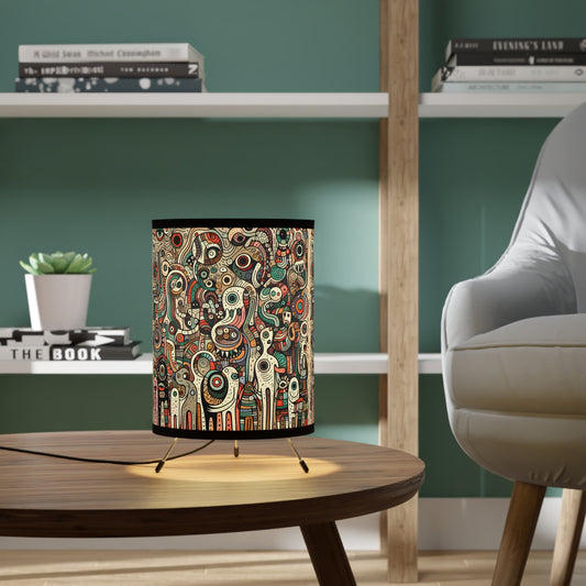 Monsterz Bohemian Tripod Lamp with High-Res Printed Shade, Funky Floor Lamp for Home Decor, Unique Gift for Art Lovers, Cozy Lighting