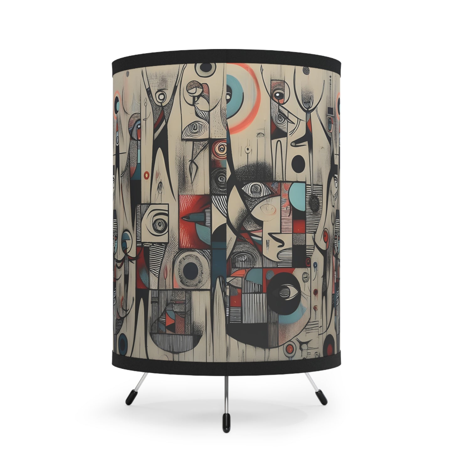 Abstractz Art Tripod Lamp, Bohemian Home Decor, Artistic Lighting, Unique Gift for Art Lovers