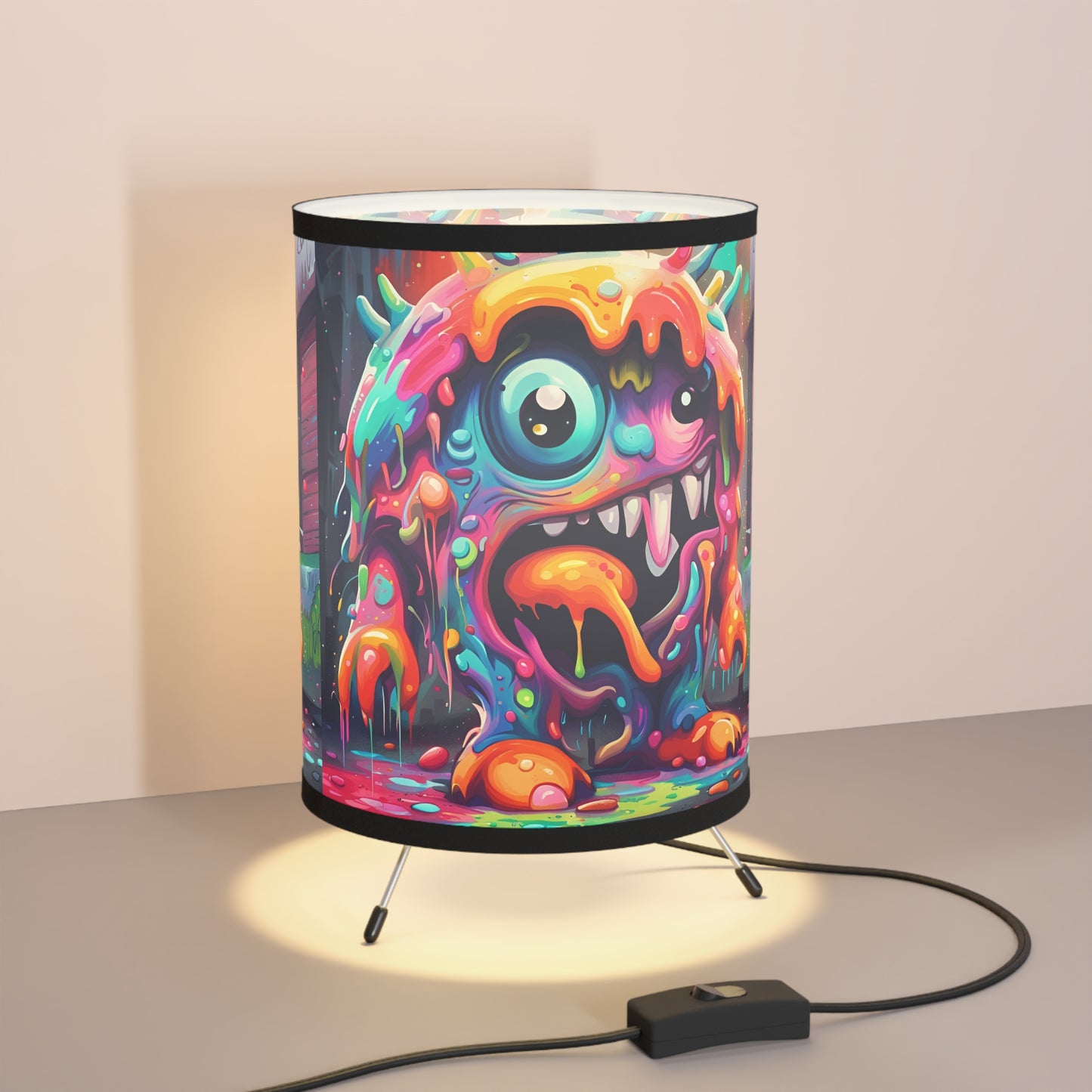 Wacky Splatz Tripod Lamp, Unique Home Decor, Funky Lighting, Kids Room, Playful Art