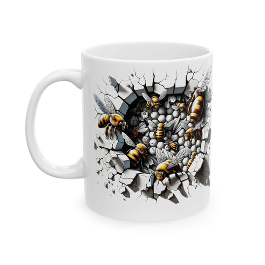 Cracked Beehive Ceramic Mug - Perfect Gift for Nature Lovers, Home Decor, Hiking, Coffee Enthusiasts