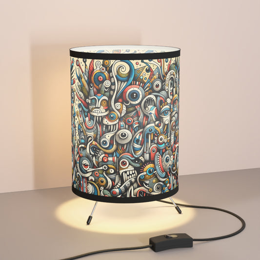 Monsterz Colorful Tripod Lamp with High-Res Printed Shade, Unique Home Decor, Eclectic Lighting, Art Piece for Living Room