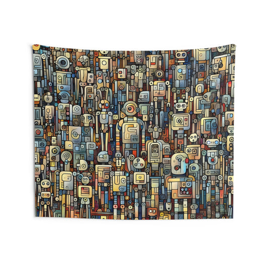 Robotz Indoor Wall Tapestry, Boho Wall Art, Wall Hanging Tapestry, Aesthetic Accessories