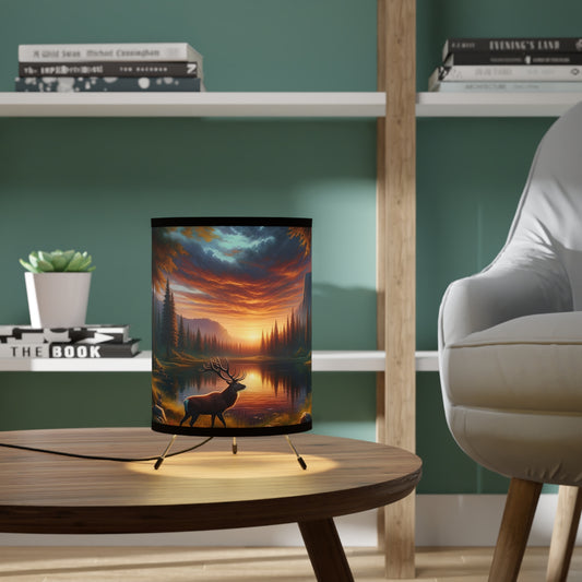 Hunterz Nature-Themed Tripod Lamp, Ideal for Cozy Spaces, Home Decor, Gifts, Ambient Lighting, Landscape