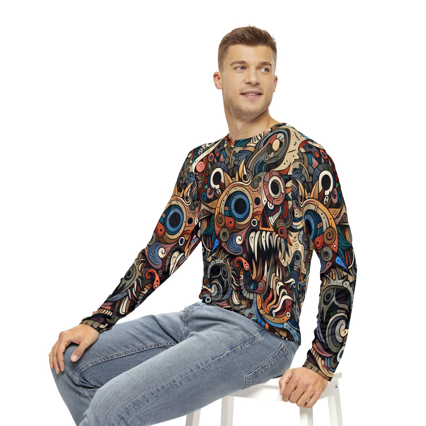 Men's Long Sleeve Shirt, Monsterz, Casual Apparel, Unique Top, Premium Soft Feel, Custom Design